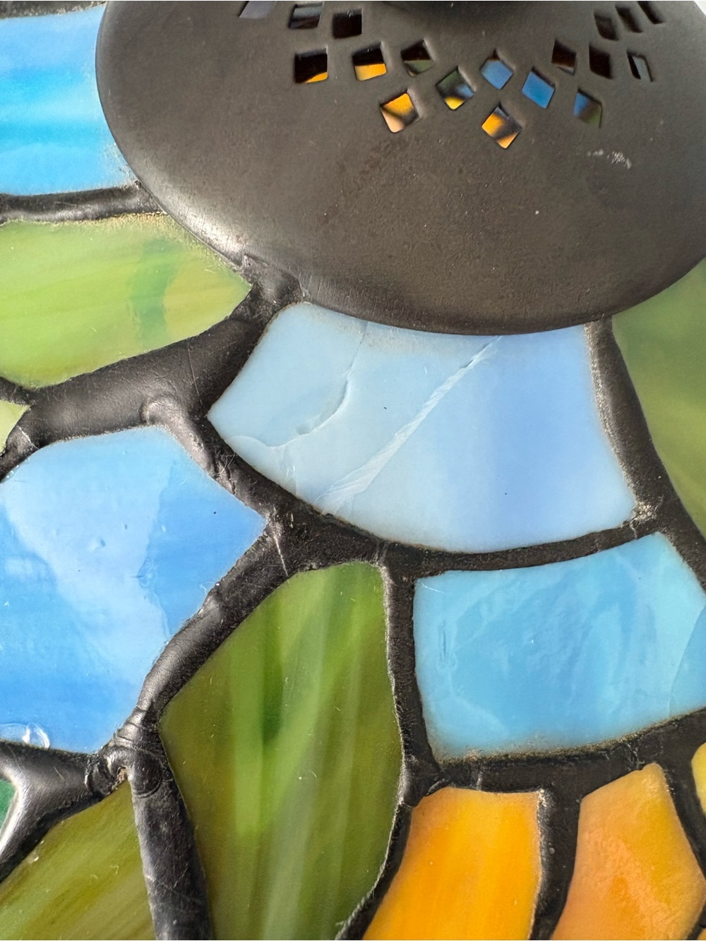 Stained Table Lamp - Multicolor Tiffany-Style Home Art (Not glass) - Picture 11 of 14